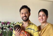 Ishita Dutta Instagram - Ganpati Bappa Morya! 🙏🌟 This year’s celebration is extra special as we welcome the blessings of Lord Ganesha with our little angel, Vaayu, who turns 2 months old today. 🎂👶❤️ #GaneshChaturthi #VaayusFirstCelebration