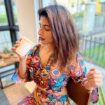 Iswarya Menon Instagram – Rainbow on my clothes literally 🌈😜
.
#colourful #goodfoodgoodmood