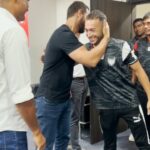 John Abraham Instagram – The man behind the vision meets the ones who make the badge proud 🤝🤗

#NEUFC #StrongerAsOne #8States1United | @thejohnabraham Indira Gandhi Athletic Stadium