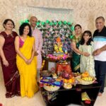 Juhi Parmar Instagram - Sharing glimpses of one of the most special days of the year at our home with all of you. The house lights up with smiles, eyes with excitement as we welcome our Ganesh Ji at home along with close friends and family visiting us! Memories which we cherish as they are framed in our hearts forever! Ganpati Bappa Morya #friends #smile #festival #festivetime #ganesh #ganeshchaturthi #together #positivity