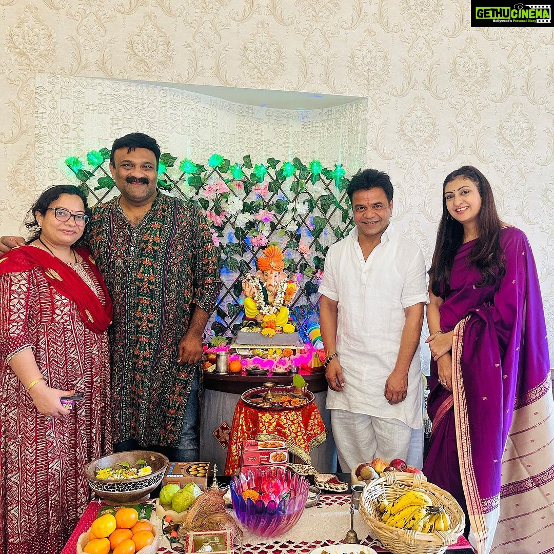 Juhi Parmar Instagram - Sharing glimpses of one of the most special days of the year at our home with all of you. The house lights up with smiles, eyes with excitement as we welcome our Ganesh Ji at home along with close friends and family visiting us! Memories which we cherish as they are framed in our hearts forever! Ganpati Bappa Morya #friends #smile #festival #festivetime #ganesh #ganeshchaturthi #together #positivity