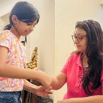 Juhi Parmar Instagram - Rakshabandhan has always been a festive time at home and what's most special is the memories....Every year like I have shared earlier, Samairra ties rakhi to me and its a bond of ours where I shall always protect her! This year Samairra was a little under the weather hence we all couldn't get ready and celebrate in the most festive way but Samairra still had a bright smile on her face and excitement in her eyes about tying rakhis and so while the frames may not look perfect, the definition of perfect is slightly different for us due to the smiles and warmth we shared along with the laughter. Not to miss we both tie rakhi to my dad too.. after all he is the one under whose umbrella of love and care we all are protected 💖 #togetherforever #togetherness #rakhi #rakhshabandhan #family #bond
