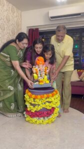 Juhi Parmar Instagram - A promise we love to renew every year. Ganpati Bappa it’s sad to see you go but promise you will come back soon next year! #Visarjan #EcoFriendlyGanesha #ganpatiwithparmars #ganeshvisarjan #reels #reel #reelinstagram