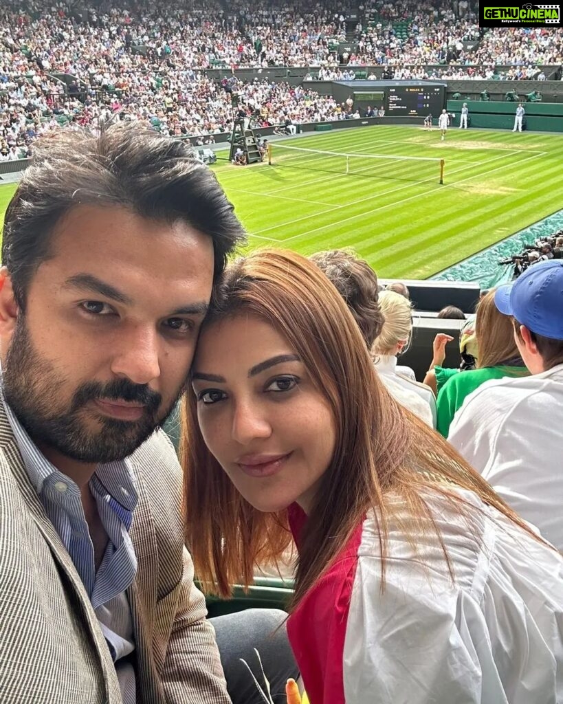 Kajal Aggarwal Instagram - Was super fun watching you @andreyrublev 🙌 Big Congratulations @djokernole you were spectacular as usual! @elisvitolina, you are so inspiring! Your grit, hard work and determination makes witnessing your magic, so special ! You deserve this win and a lot more ❤️ @rohanbopanna0403 was so good to see your brilliance in your doubles game, as always!😁 Thank you for having us for #wimbledon2023 @wimbledon @joonmeister And @72sportsgroup ❤️ Wimbledon