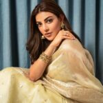 Kajal Aggarwal Instagram - Aisi Adaa dekhi...💫 Wore this beautiful saree from @xiti_weaves Thank you for dressing me in sheer elegance for the very special pre glimpse event of #Satyabhama. #Satyabhama #sareelove #grace #lovethelook #xitiweaves Stylist - @archamehta @rashmi_angara Jewellery - @amrapalijewels 📸: @rohan.foto :)