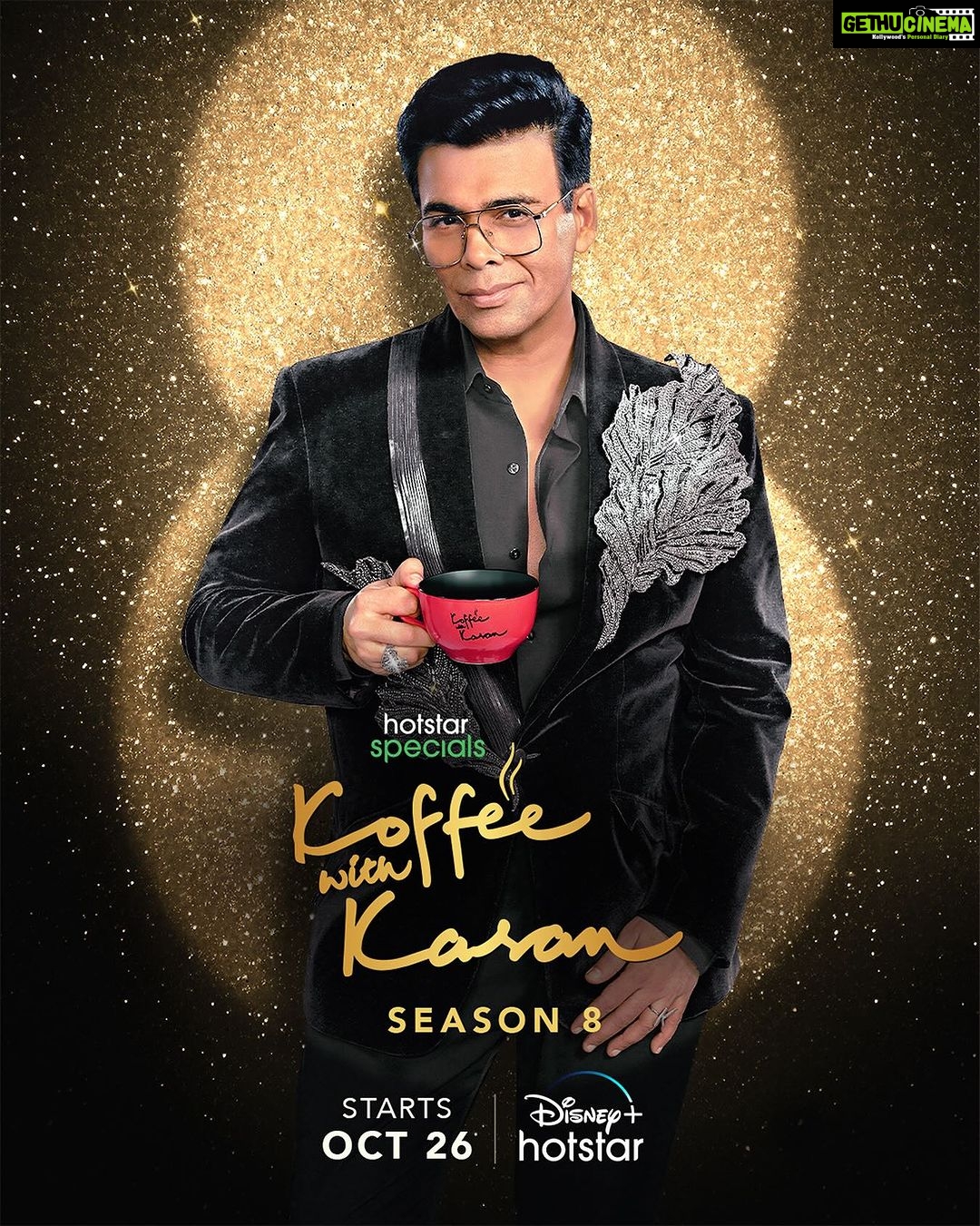 Karan Johar Instagram - It’s time to brew a steaming hot new season filled with your favourite stars, glam & some koffee!😉 #HotstarSpecials #KoffeeWithKaran Season 8 - streams from 26th October onwards only on @disneyplushotstar! #KWKS8OnHotstar @apoorva1972 @jahnviobhan @dharmaticent