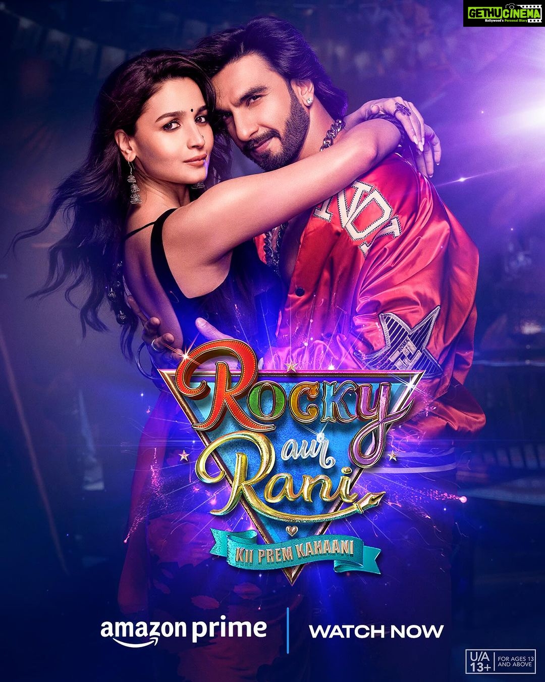 Karan Johar Instagram - Rocky and Rani are here to see you with their prem kahaani!💜💜💜 #RRKPKonPrime, watch now only on @primevideoin! #RockyAurRaniKiiPremKahaani @aapkadharam #JayaBachchan @azmishabana18 @ranveersingh @aliaabhatt @apoorva1972 @ajit_andhare @_ishita_moitra_ @shashankkhaitan @gogoroy @somenmishra @dharmamovies @viacom18studios @saregama_official