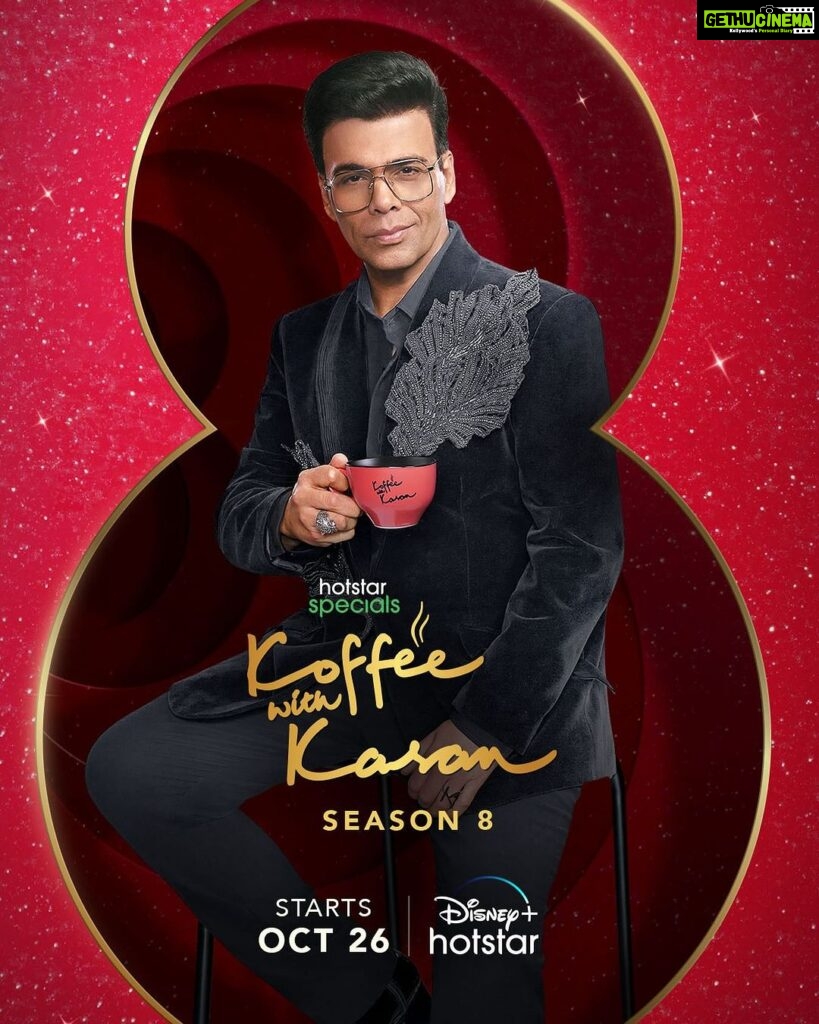 Karan Johar Instagram - And we're getting closer to the date! The couch is set - are you ready to spill some koffee?🤭 #HotstarSpecials #KoffeeWithKaran Season 8 - streams from 26th October onwards only on Disney+ Hotstar! #KWKS8OnHotstar @disneyplushotstar @apoorva1972 @jahnviobhan @dharmaticent