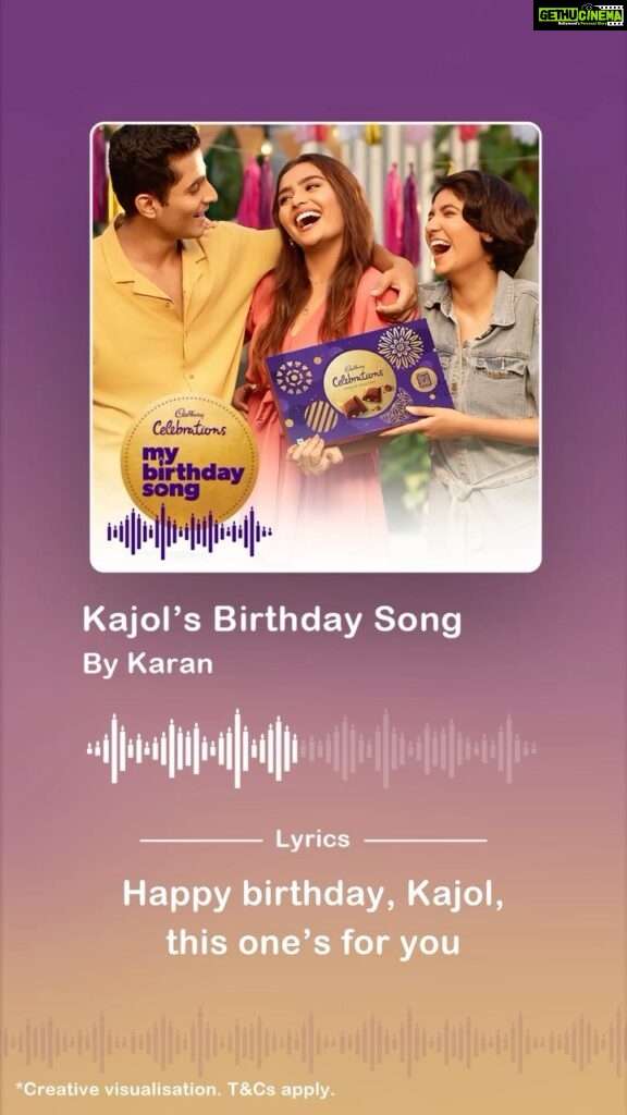 Karan Johar Instagram - Happy birthday to my dear @kajol !! Thank you @cadburycelebrations_in for helping me gift her a personalized song that captures our bond so well. Guys, you can also make your loved ones’ birthdays special by creating songs for them. Tap the link in their bio! _________________________________ #MyBirthdaySong #BirthdaySong #Birthdays #Birthday #HappyBirthday #BirthdayGift #CadburyCelebrations #KuchAcchaHoJayeKuchMeethaHoJaaye #Occasions #paidpartnership #ad