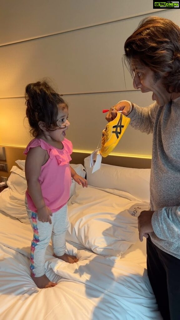 Karanvir Bohra Instagram - The excitement when she got her size @onitsukatigerindia shoes