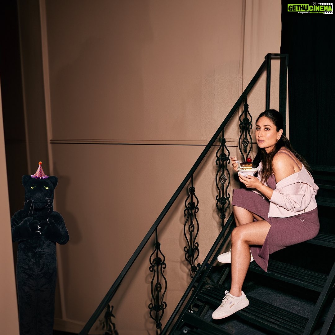 Kareena Kapoor Instagram - Stop being so dramatic, @pumaindia. How can you forget I ate an entire piece of your cake right before my yoga session? 🙄🍰 Celebrate PUMA's 75th Birthday Bash this year at PUMA.com, App & Stores. Grab some birthday treats & special return gifts too 🎁 #PUMABirthdayBash #Ad