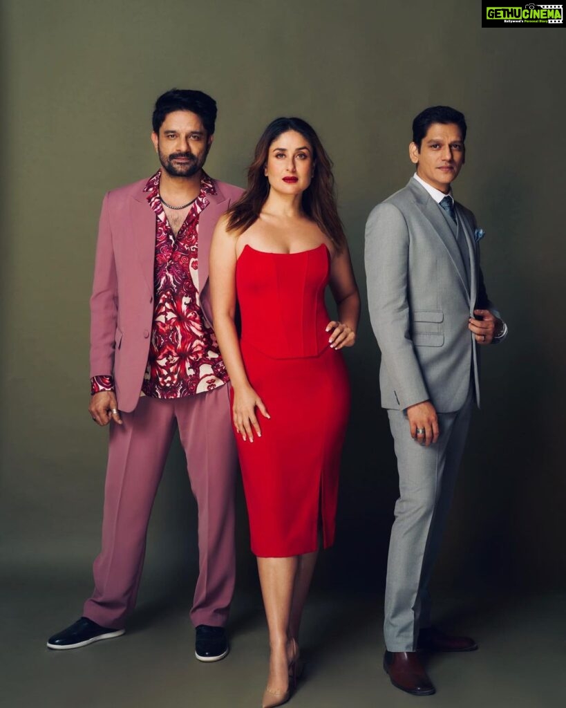 Kareena Kapoor Instagram - Are you red-dy for it? I clearly am given my outfit choice! 💁🏻‍♀️♥️ Super kicked to have worked with these lovely artists, @itsvijayvarma @jaideepahlawat 😄 - expect more from this fab trio!💥 #JaaneJaan releasing on 21st September only on @netflix_in 💕