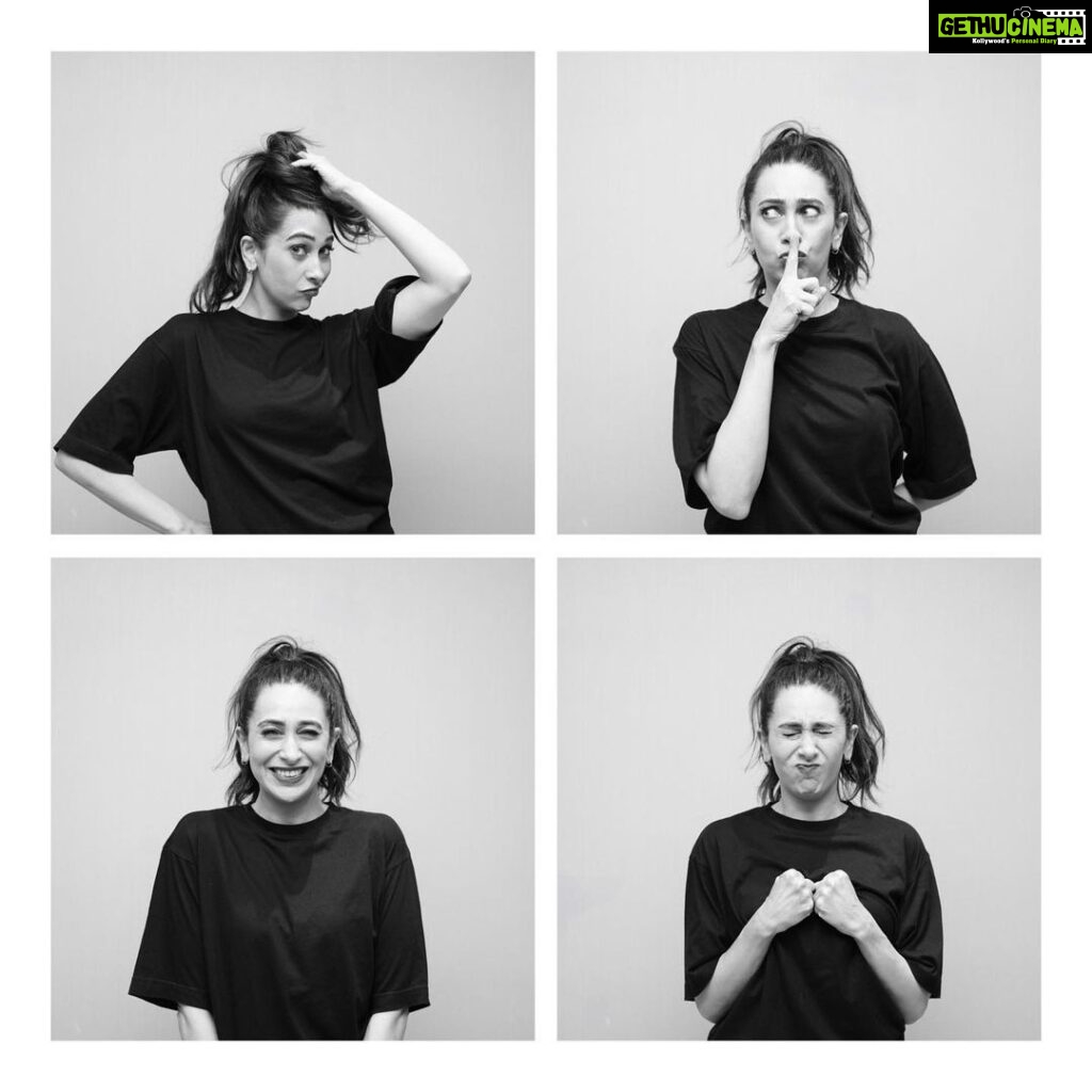 Karisma Kapoor Instagram - Moods of the Month 🖤 😏🤫😁😣 MuH - @kritikagill Pics - @_psudo_