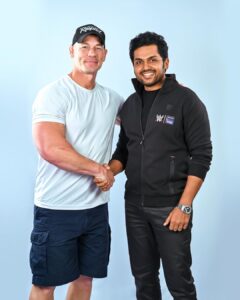 Karthi Instagram - A great pleasure meeting you @johncena. Thank you for being so kind and warm. It’s wonderful how you could make everyone feel special in those few minutes. Hustle Loyalty Respect - felt all of that :) 

#WWESuperstarSpectacle Hyderabad.

@wweindia @sonysportsnetwork