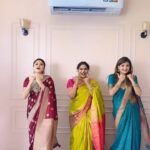 Karunya Ram Instagram - Goin with this trend wit my favourite’s ❤️💐🫶🏼😍 : : : #karunyaram #milkybeautykarunyaram #saree #jewllery #samridhiram #laxmikrishnalabel #beautiful #sareelove #anayrasaree #dance #trending #viral #cute Raja Rajeshwari Nagar, Bangalore South