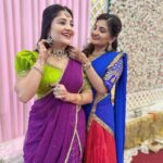 Karunya Ram Instagram – Always together and Forevr 💙💚❤️💜🧿 
:
:
#sister #sisterlove #karunyaram #samridhiram #cute #love #bonding #traditionalwear SKR Convention Centre