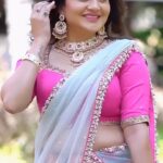 Karunya Ram Instagram - 💗✨🧿 : : Wearing : @mahitha_prasad Makeup : @makeoverbysamridhi_ram Hair : @ambika_madam Jewllry : @rentingstoli Location : @elementscelebratebangalore VC : @vishnu_vcaptures : : #karunyaram #milkybeautykarunyaram #actress #heroine #beautiful #gorgeous #halfsaree #newreel #trending #viral #awesome #pretty Elements Celebrate
