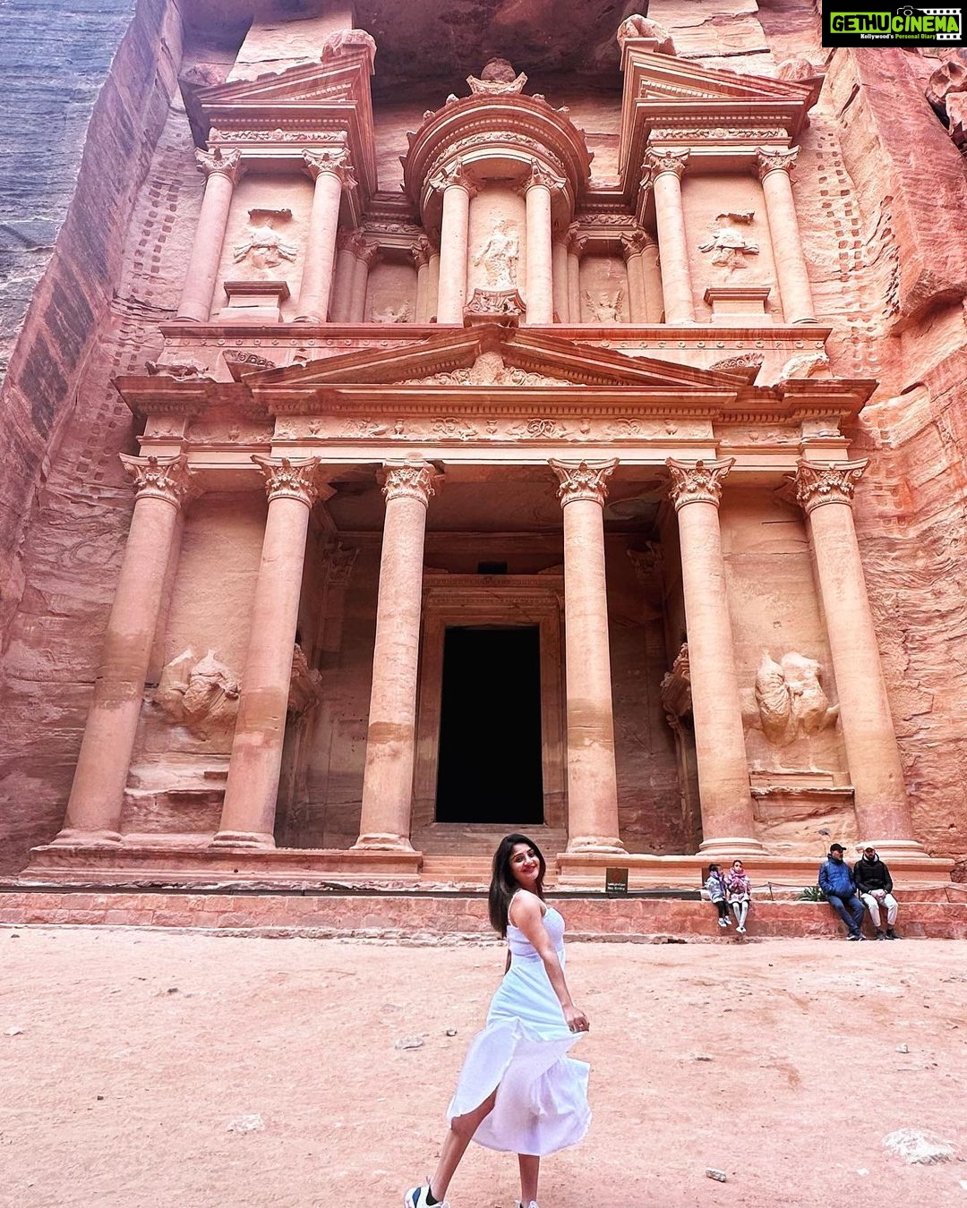 Karunya Ram Instagram - Woooo finally β
got to visit one of wonders of the world in my list (Jordan Petra )β€οΈβπΌπ€ : : : #karunyaram #milkybeautykarunyaram #jordan #petra #wondersoftheworld #travel #vacation Petra, Jordan