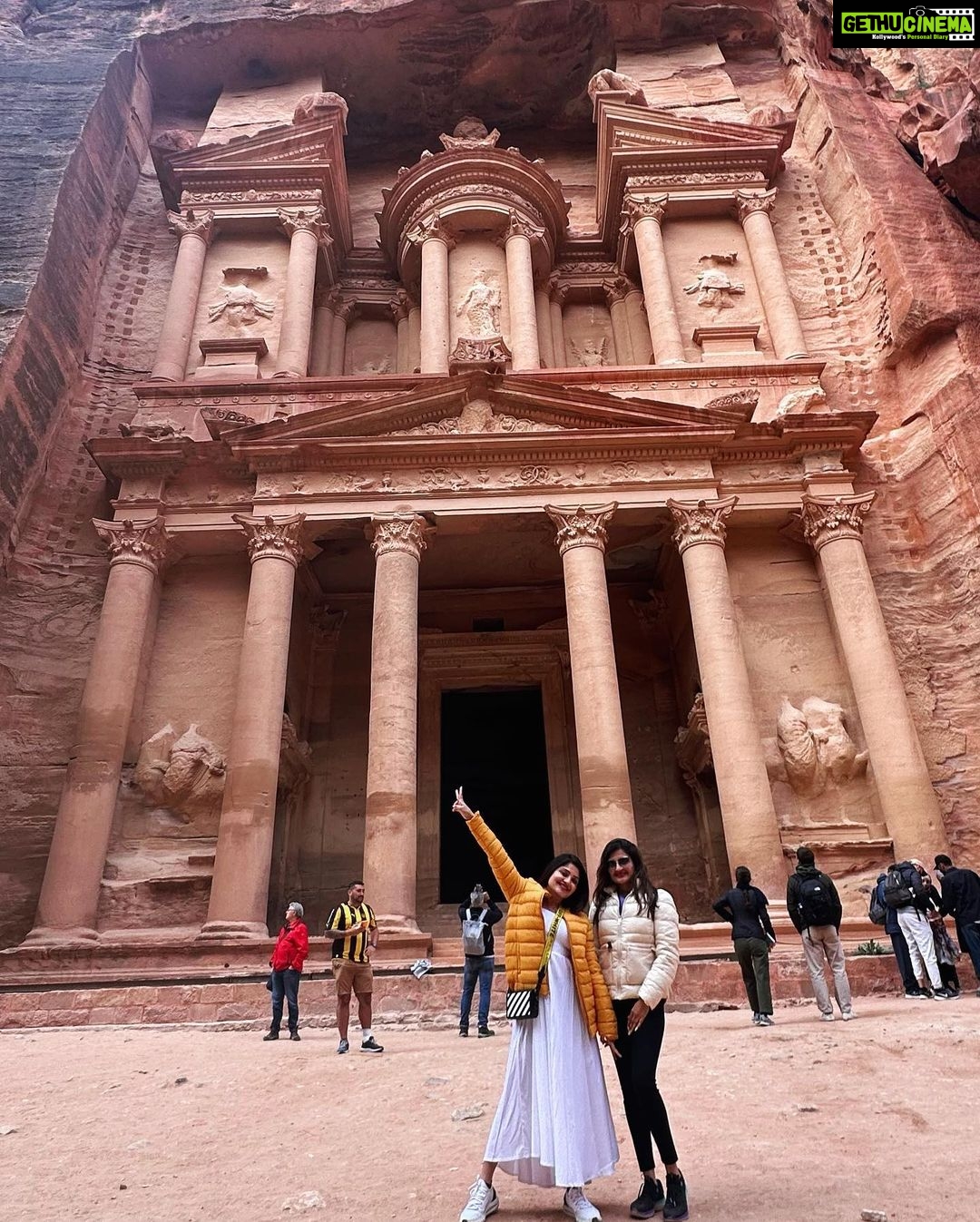 Karunya Ram Instagram - Woooo finally β
got to visit one of wonders of the world in my list (Jordan Petra )β€οΈβπΌπ€ : : : #karunyaram #milkybeautykarunyaram #jordan #petra #wondersoftheworld #travel #vacation Petra, Jordan