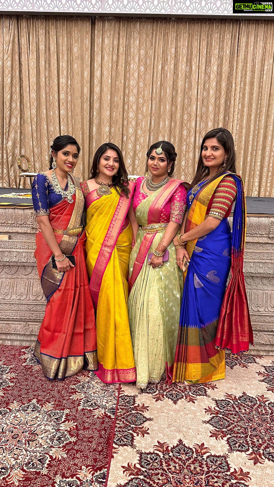Karunya Ram Instagram - With my all beautiful dolls π€βπΌπ : : @eshwari_rs @samridhi.ram @varnika.gowda @kavitha2583 @deekshnanarayan2036 : : #karunyaram #milkybeautykarunyaram #actress #krantikannadamovie #bombesong #dboss #trendig #viral #instagood #insta #instalike Chamara Vajra