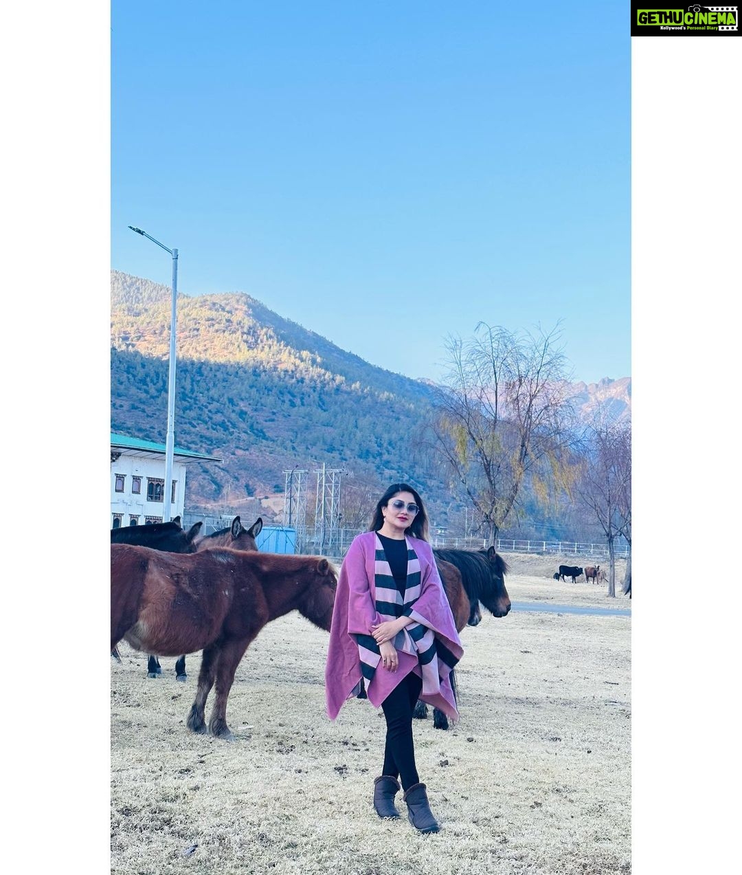 Karunya Ram Instagram - You change the world by being yourself 💓🖤 : : #bhutan #paro #vacation #travel #burberry #styleicon #fashion #modren #dolcegabbana Paro Woochu