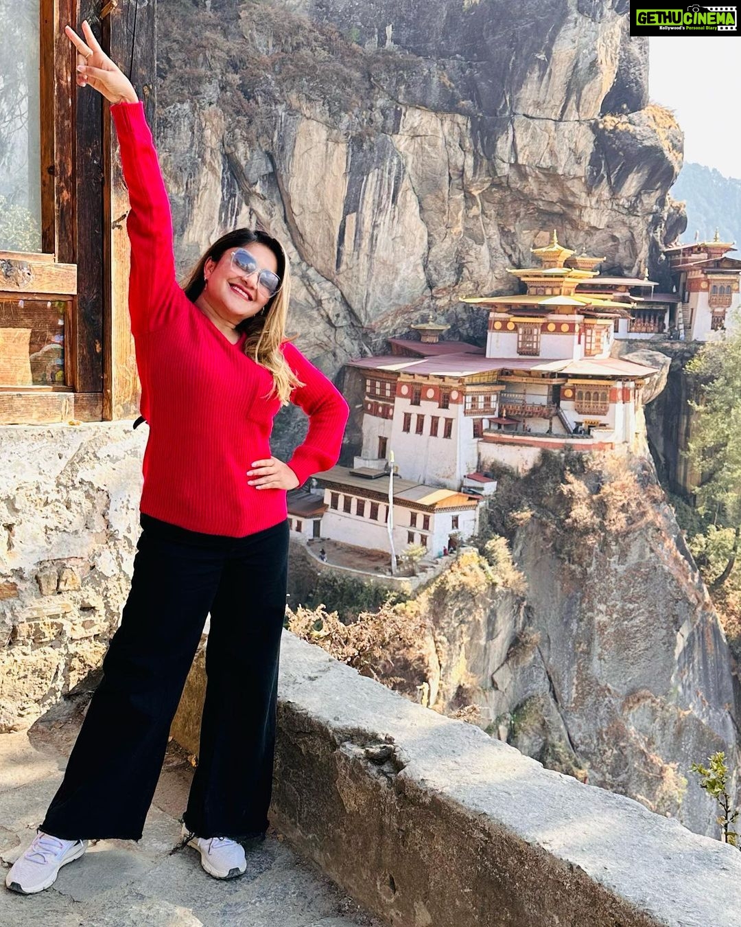 Karunya Ram Instagram - Tiger nest monastery one of beautiful place in Bhutan 🥰 Paro Taktsang Temple 'Tigers Nest'