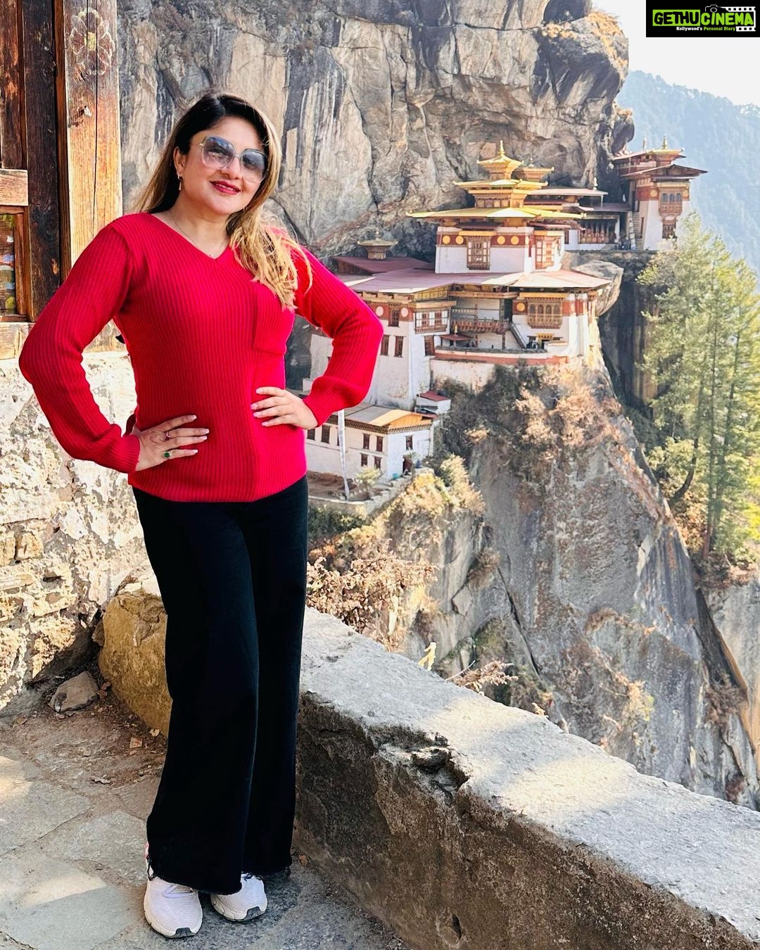Karunya Ram Instagram - Tiger nest monastery one of beautiful place in Bhutan 🥰 Paro Taktsang Temple 'Tigers Nest'