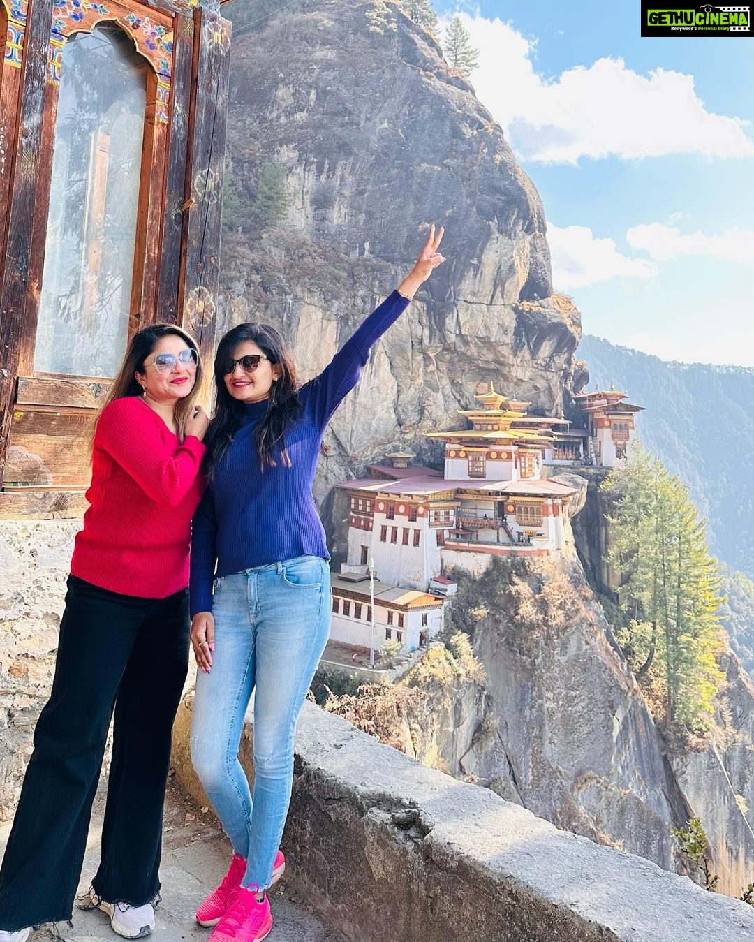 Karunya Ram Instagram - Tiger nest monastery one of beautiful place in Bhutan 🥰 Paro Taktsang Temple 'Tigers Nest'