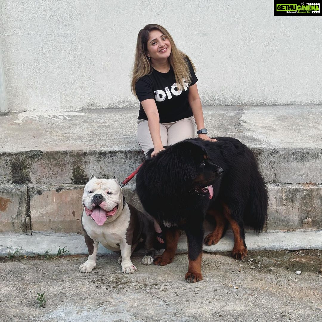Karunya Ram Instagram - Wit my Simba and Bagheera 🤍🖤 : : #karunyaram #milkybeautykarunyaram #simba #bagheera Raja Rajeshwari Nagar, Bangalore South