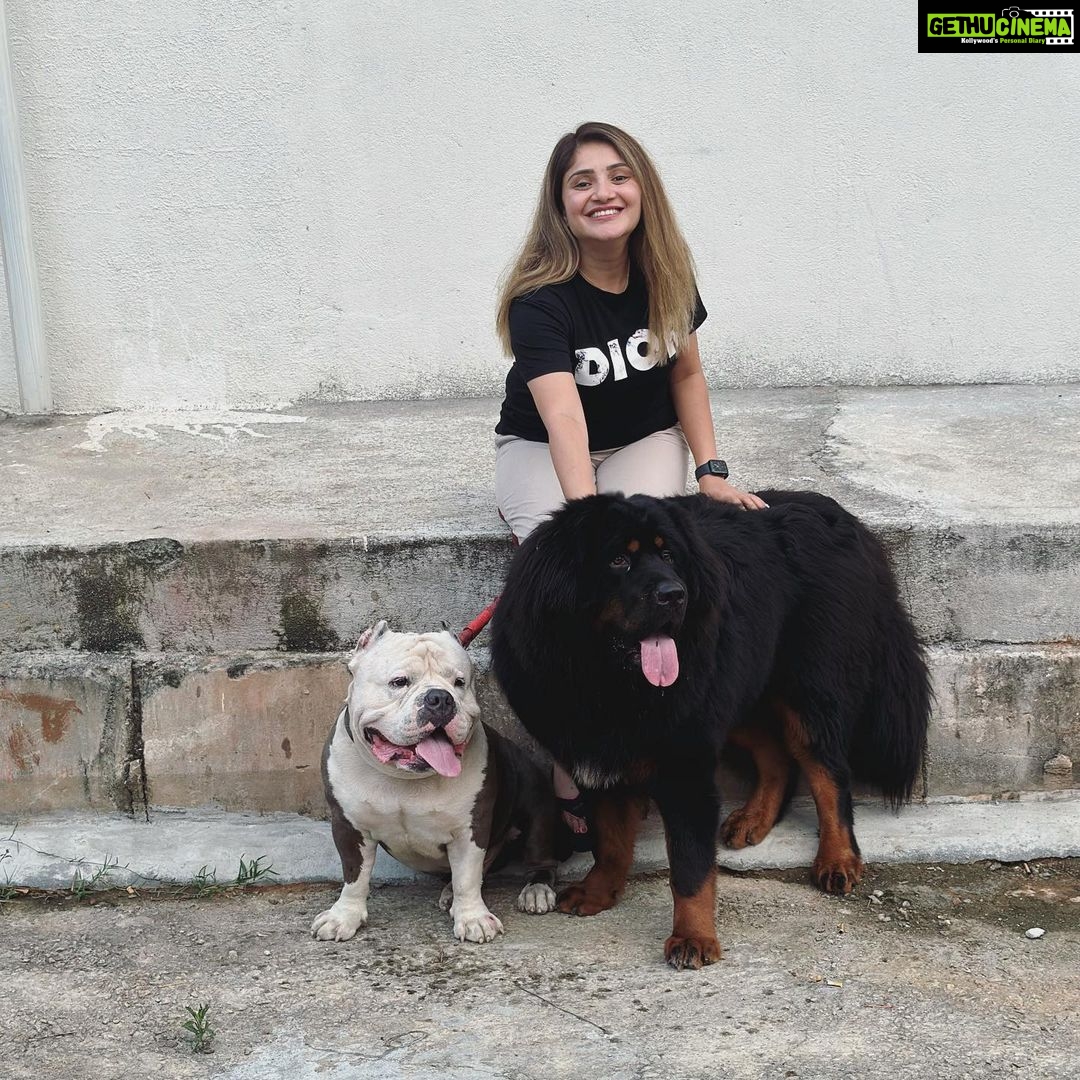 Karunya Ram Instagram - Wit my Simba and Bagheera 🤍🖤 : : #karunyaram #milkybeautykarunyaram #simba #bagheera Raja Rajeshwari Nagar, Bangalore South