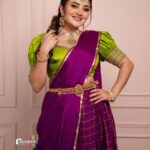Karunya Ram Instagram - 💚💜🧿 : : Jewllry : @kalyanjewellers_official Makeup : @glorykeithmakeover Hair : @hair_by_vedagururaj Pc : @rainbow_photography_official : : #karunyaram #milkybeautykarunyaram #actress #tradition #indian #beautiful #gorgeous #pretty #halfsaree Raja Rajeshwari Nagar, Bangalore South