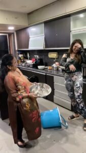 Krishika Lulla Instagram - Let your hands be so busy catching blessings , that you don’t have the capacity to hold on to grudges 
 🧿🧿🧿🧿🧿 love you mom @demblaraju ❤️ you did surprise me this time 😂🧿❤️
#krishikalullamotherdaughterseries #krishikalulla❤️ #prankwithmom