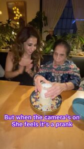 Krishika Lulla Instagram - Behind the smiles and laughter , lies a camera dilemma .Every time I’m with mom , it’s a joyous celebration , but when the camera rolls , she think it’s a prank , it’s  fascinating how perspective can differ 🎉🎉❤️💕 #celebrationwithmom #cameraDilemma #DifferentReactions #celebrationVsCameraPrank #DivergingPerspectives #krishikalullamotherdaughterseries #krishikalulla  @demblaraju  you love to surprise me ❤️❤️❤️❤️🧿🧿🧿🧿🧿