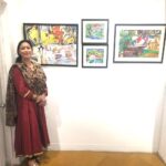 Leslie Tripathy Instagram - Hi Everyone, Manjitjee ( @livingheritageantiques living heritage studio gallery) poses in front of my friend @rohini_bhatia_singh ‘s paintings at the Art Melange Art Exhibition at Visual Arts Gallery, #habitatcentre #delhi Rohini was jubilant. #artistsoninstagram #artist #painting #artinfluencers #visualarts Habitat World, India Habitat Centre