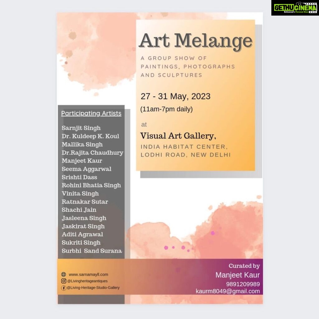 Leslie Tripathy Instagram - Hi Everyone… My friend @rohini_bhatia_singh is participating in a group exhibition at the Visual Arts Gallery in the Habitat Centre at Lodhi Road, New Delhi. The exhibition “Art Melange” will be running from May 27-31. The combined artists’ works reflect the heart and soul of a vast range of mediums, expressions, interests and sentiments. @livingheritageantiques (Manjit Kaur) @jaskiratsinghmayll #indiahabitatcentre #visualartsgallery #newdelhiart Habitat World, India Habitat Centre