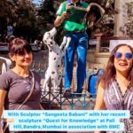 Leslie Tripathy Instagram - With Sculptor “Sangeeta Babani” @sangeetababaniart with her recent sculpture “Quest for Knowledge” at Pali Hill,Bandra,Mumbai in association with BMC Quest for Knowledge, an initiative to drive a social message while adding to the beauty of Mumbai bringing art in the form of a sculpture in the heart of Bandra . This initiative is in collaboration with @my_bmc and sponsored by @notandasrealty. Unveiled by Actress @diamirzaofficial . Thank u rohini_bhatia_singh Pali Hill, Bandra