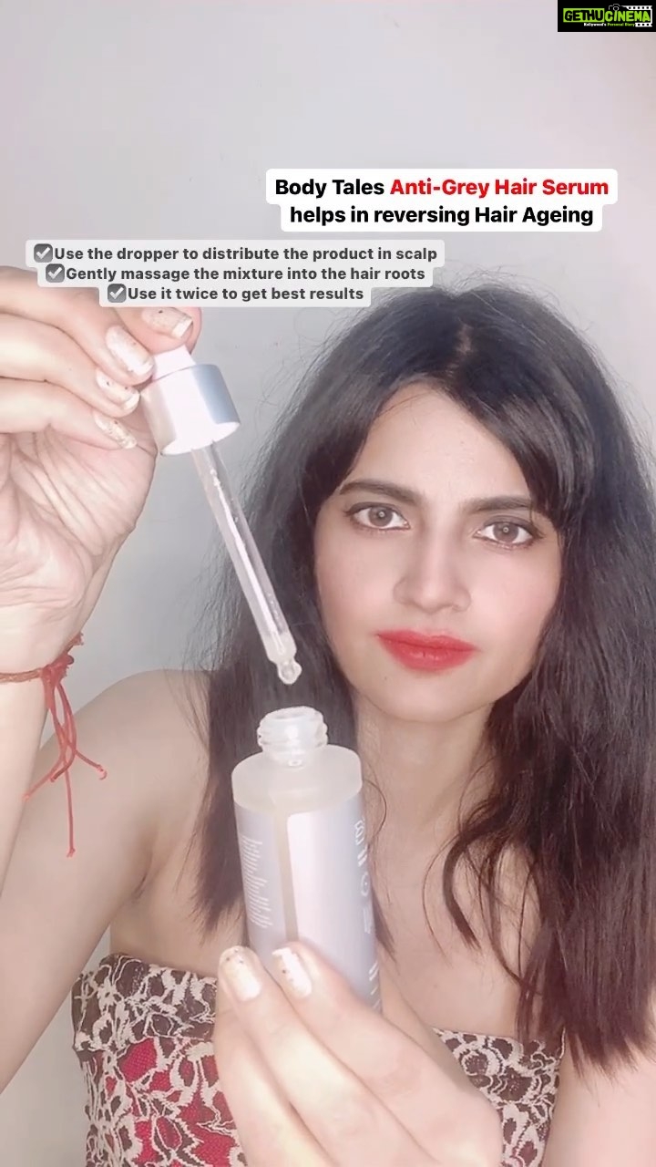 Leslie Tripathy Instagram - @bodytales.in this hair serum stops greying of hair makes hair look younger , promotes natural hair growth