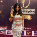 Leslie Tripathy Instagram - Thank you @azharhussaindirector @yiia_national @shibamediawprk @yiia_official @shahu8930 for award and opportunity and @sufiyankapadiaa . My Outfit by @foreverpretty.co.in Mukti A Smita Thackera