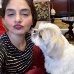 Madhoo Instagram – My Sunday and my everyday @booshah and me ❤️❤️❤️ 🐶