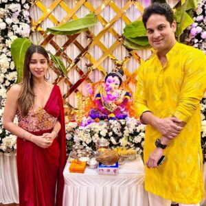 Madhuurima Instagram - High vibrations on his Spl day. Thank you god for fulfilling everyones wishes who are aligned with their purpose. .  Keep the blessings coming ❤️. Happy birthdayGAMPU ❤️❤️ 

Styled by @litittlepuffsofhappiness @styleitupwithraavi 
outfit @masumimewawallaofficial
