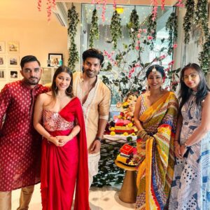 Madhuurima Instagram - High vibrations on his Spl day. Thank you god for fulfilling everyones wishes who are aligned with their purpose. .  Keep the blessings coming ❤️. Happy birthdayGAMPU ❤️❤️ 

Styled by @litittlepuffsofhappiness @styleitupwithraavi 
outfit @masumimewawallaofficial
