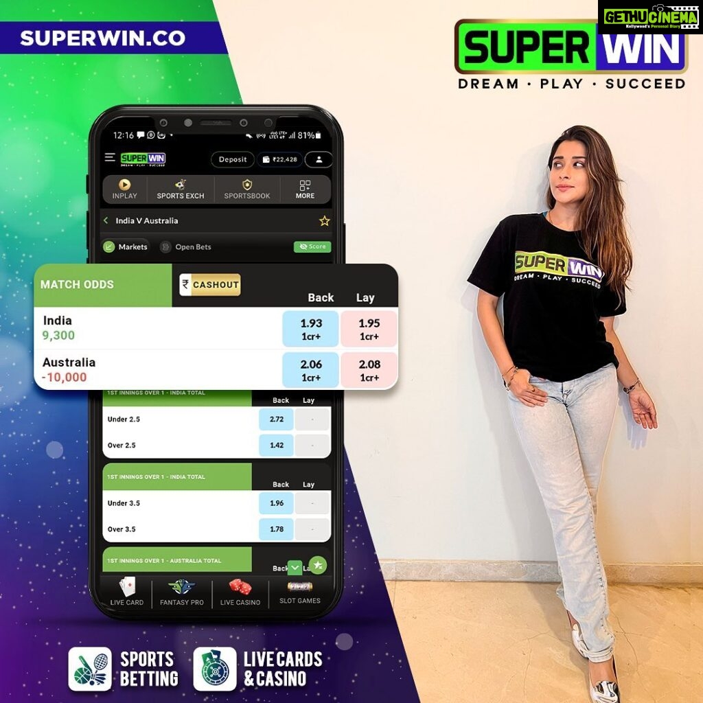 Madhuurima Instagram - 🇮🇳 🇦🇺 India looks to make it 3 in 3, and you too can WIN BIG on SUPERWIN, which gives you a 1000 Rs FREE BET on sign up and a whopping 350% First Deposit Bonus. 🚀 SUPERWIN also rewards you for your loyalty through exciting loyalty program benefits like: 🤑 Up to 1000 Rs FREE BET every month 🎁 Up to 9% redeposit bonus friend makes 🏆 Up to 3% lossback bonus Go ahead and Sign up NOW! 🏏⚽🎾🃏🎰 #SUPERWIN #INDvAUS #AUSvIND #ODI #playandwin #play2win #freeoffer #signup #Cricket #Football #Tennis #CardGames #LiveCasino #WinBig #BestOdds #SportsOdds #CashInPlay #PlaytoWin #PlaySmart #PremiumSports #OnlineGaming #PlayWithSUPERWIN #JackpotAlert #WinningStreak #LiveAction
