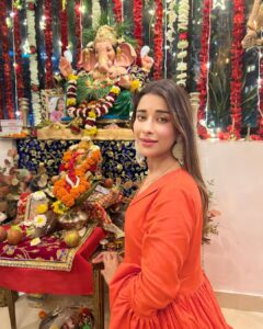 Madhuurima Instagram - He’s so cute 🤗🤗🤗🤗

Orange outfit by @rivaajclothing