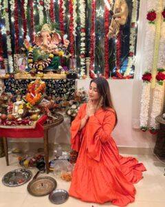Madhuurima Instagram - He’s so cute 🤗🤗🤗🤗

Orange outfit by @rivaajclothing