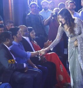 Mahima Nambiar Instagram - I couldn’t have asked for more 
Three legends in one frame ❤️
Will cherish this moment forever . 
Some pictures from the trailer launch of my next #800  The unknown story of Muthiah Muralitharan @murali_800 Sír. Extremely happy and proud to have played Madhi Malar ji @madhimalar his wife in the film. Can’t wait for all of you to watch the film. 
Special thanks to @sachintendulkar Sír and @sanath_jayasuriya Sír For gracing the event with their presence.I’m still Star-Struck 
Thank you DirSripathy @mad.mittal @rdrajasekar.isc 

Outfit and styling @studio149 

#800 
#Muthaiahmuralitharan #biopic #sachin #sanath #starstruck #excited #cantwait