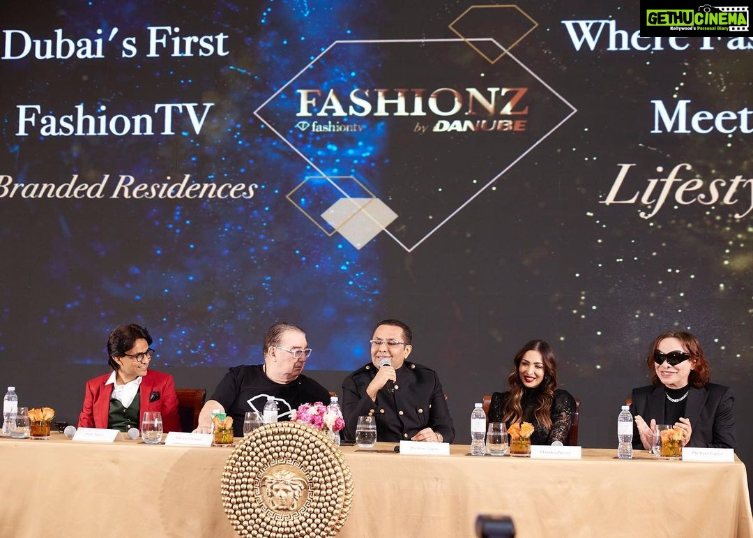 Malaika Arora Instagram - At the press conference for #FashionzByDanube with Dubai's Real Estate Tycoon @rizwan.sajan Dubai's First FashionTV Branded Residences by @danubeproperties , Launching Soon! Stay tuned for more