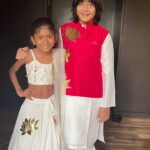 Mandira Bedi Instagram – Thank you @panchhi_bykanupriya for the gorgeous clothes.. my kids looked so good for #ganeshchaturthi ❤️🙏🏽 @hellodspr , so grateful.