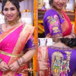 Manjula Paritala Instagram - #all abt Ganeshchathurthi #tanjorepaintingonblouse #paithanisaree #ytvideo #manjulanirupam #staytuned #tanjorepaintingonblouse @bhavya_art_bangalore