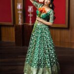 Manvita Kamath Instagram - An evergreen essence! Presenting a sweet twist to classic bridal style, this royal green Lehenga Choli look is brought on by a sun-kissed makeup base and extravagant embroidery detailing. @itsmesangeethakailash @varaabyskmagazine @shotbyluckymalhotra
