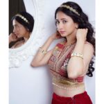 Manvita Kamath Instagram - Loving the unique and traditional touch of this chapati blouse as my designer friend @divya.samal calls it paired with this gorgeous lehenga 😆❤️ #FolkFashion #DesiVibes" ❤️ #DesiGirl #LehengaLove" . . @label_divya_samal @venoowavesmxs